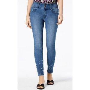 THALIA Sodi Faux Pearl Ankle  Skinny Jeans